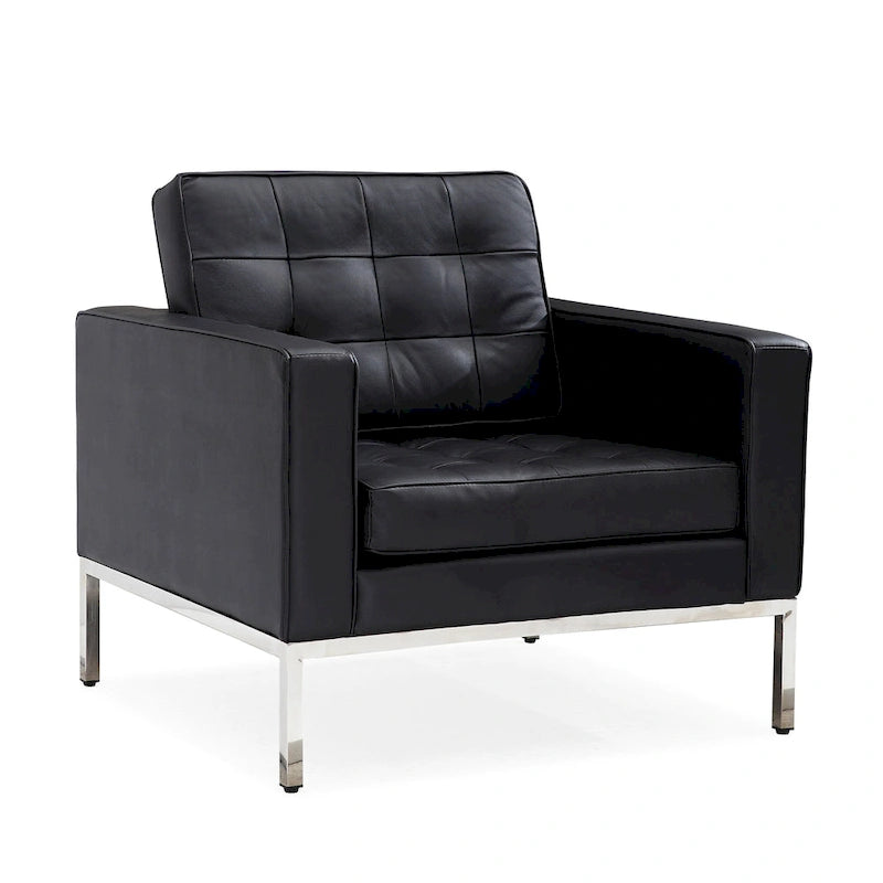 Black Leatherite Nailheads Florence 33-83W Multi-seat Sofa