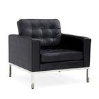 Black Leatherite Nailheads Florence 33-83W Multi-seat Sofa