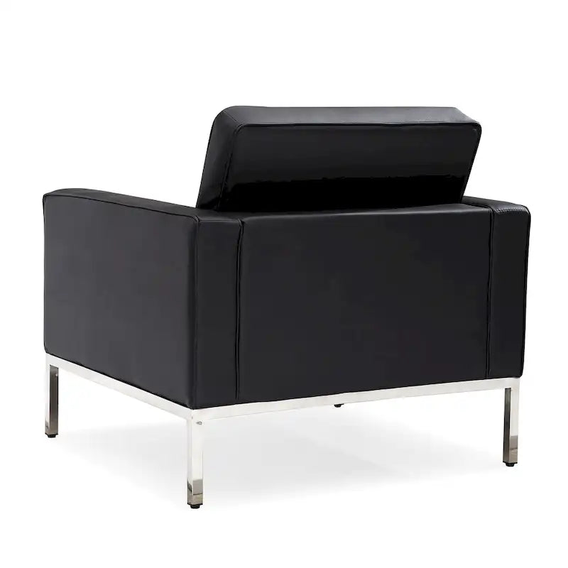 Black Leatherite Nailheads Florence 33-83W Multi-seat Sofa