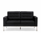 Black Leatherite Nailheads Florence 33-83W Multi-seat Sofa