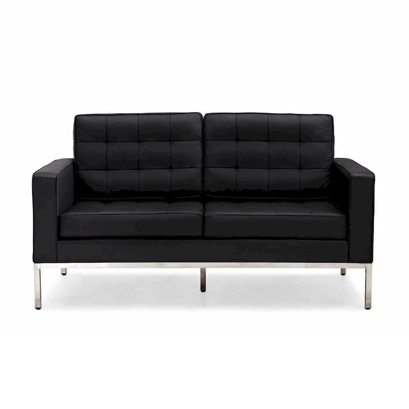Black Leatherite Nailheads Florence 33-83W Multi-seat Sofa