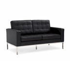 Black Leatherite Nailheads Florence 33-83W Multi-seat Sofa