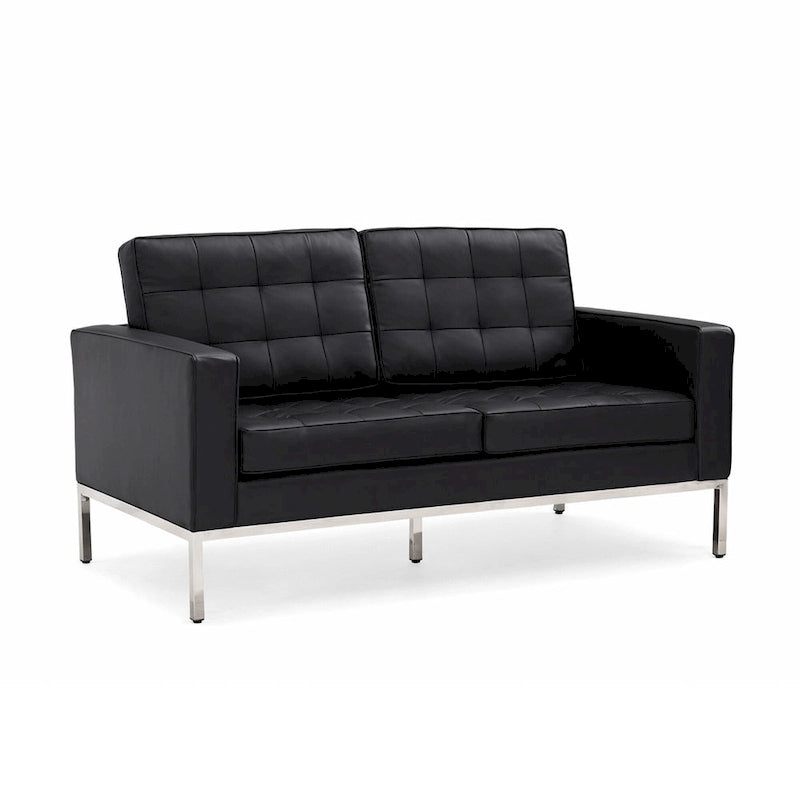 Black Leatherite Nailheads Florence 33-83W Multi-seat Sofa