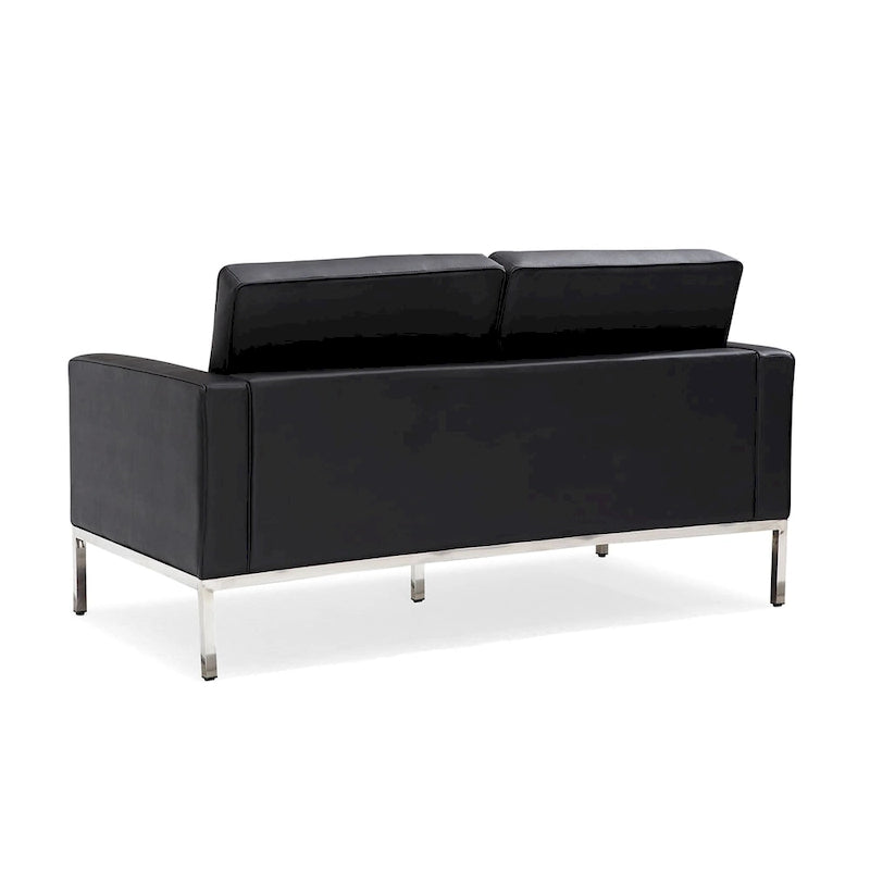 Black Leatherite Nailheads Florence 33-83W Multi-seat Sofa