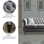 3-Seater Chesterfield Upholstered Tufted Sofa with Rolled Arms and Nailhead