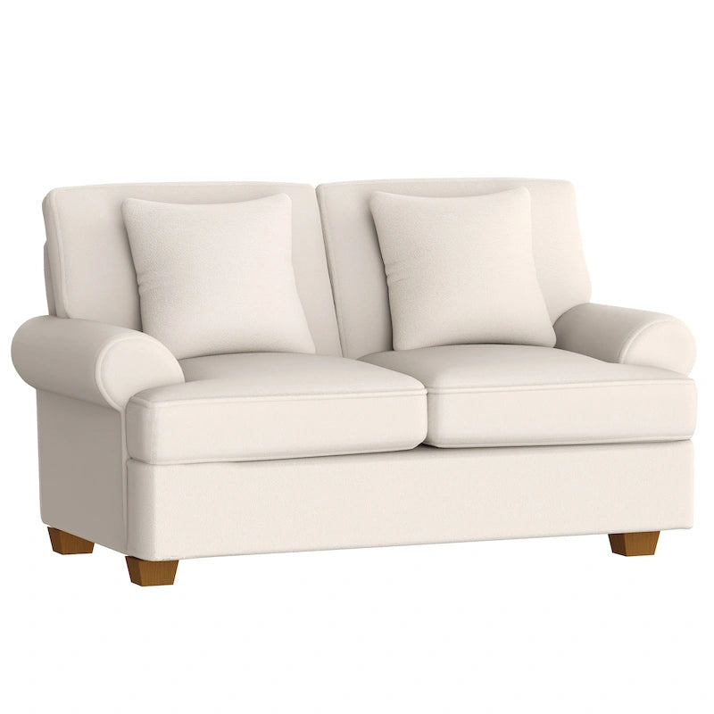 White Sofa Couch 2 Seater Fabric Loveseat for Living Room