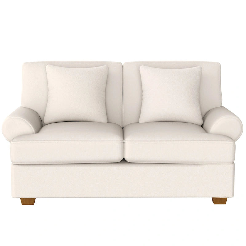 White Sofa Couch 2 Seater Fabric Loveseat for Living Room