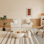 White Sofa Couch 2 Seater Fabric Loveseat for Living Room