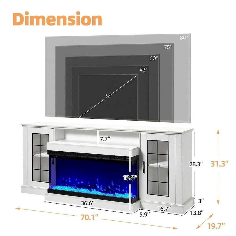 Entertainment Center with Built-in Electric Fireplace - 70"