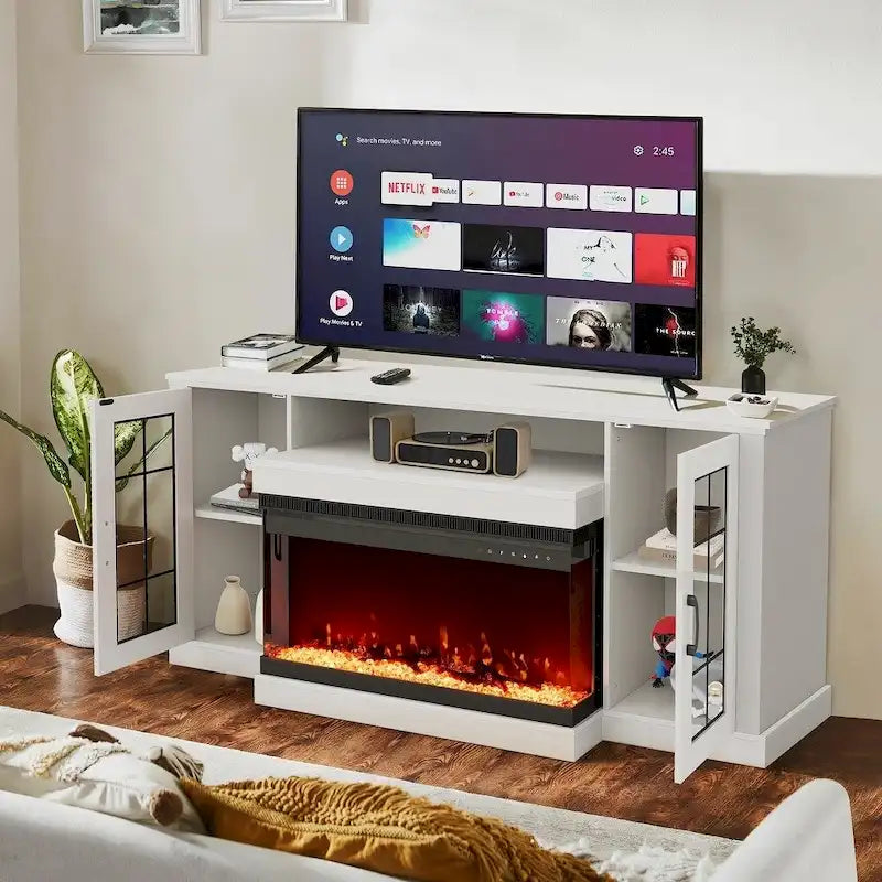 Entertainment Center with Built-in Electric Fireplace - 70"