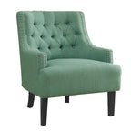 Teal Chenille Upholstered Accent Chair with Button-Tufted Back