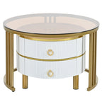 Stackable Coffee Table,Nesting Tables with Brown Tempered Glass,2 PCS