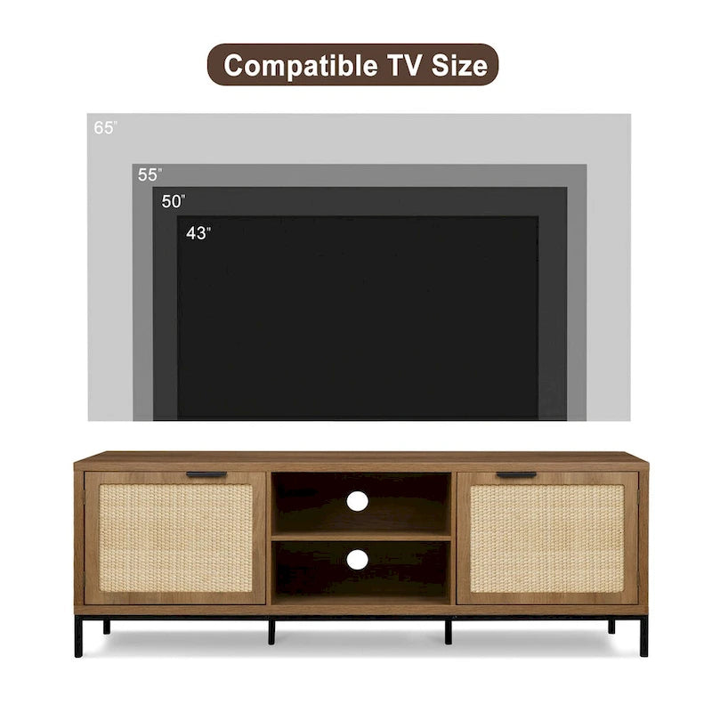 Anmytek Modern TV Stand 2-Door Media Console Table Entertainment Center with 4 Storage Cabinets for TV's up to 65 - 59