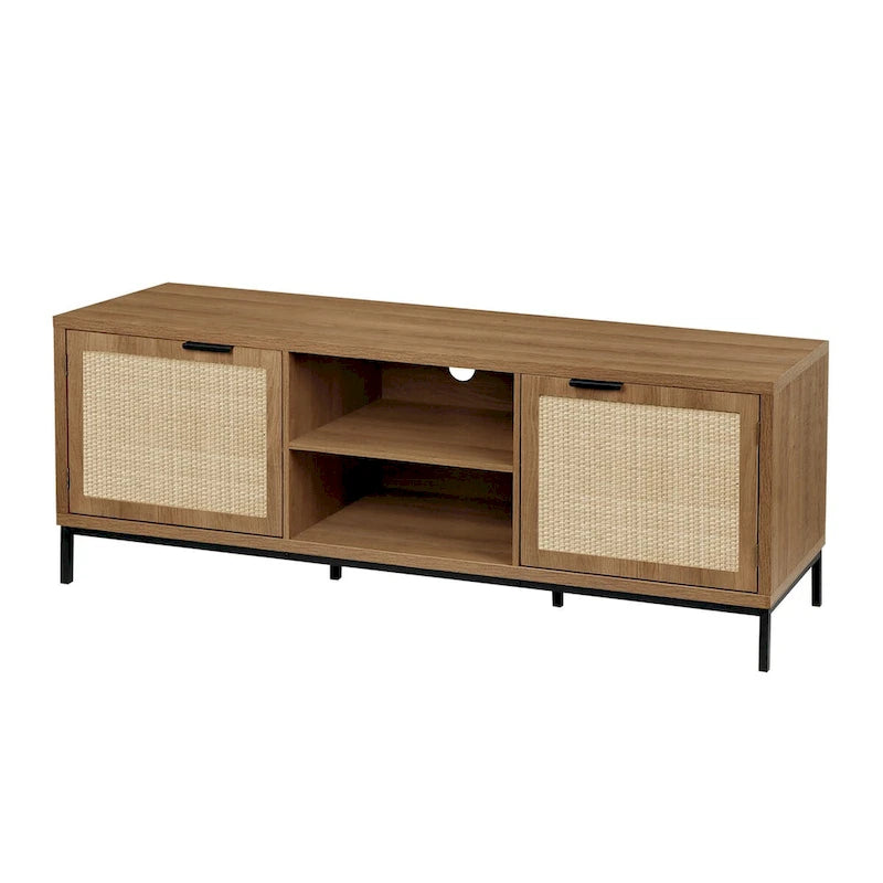 Anmytek Modern TV Stand 2-Door Media Console Table Entertainment Center with 4 Storage Cabinets for TV's up to 65 - 59