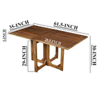 62 Inch Rectangular Dining Table, Handcrafted Natural Mango Wood with Magnetic Catchers