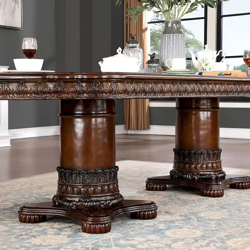 Abeena Traditional Cherry Solid Wood 5-Piece Expandable Dining Table Set