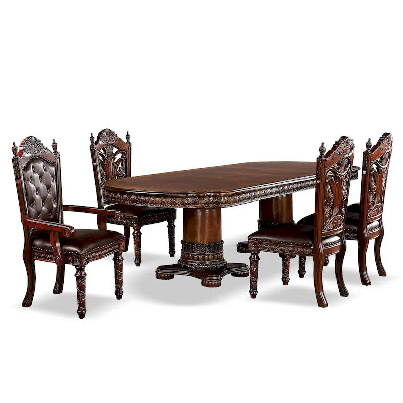 Abeena Traditional Cherry Solid Wood 5-Piece Expandable Dining Table Set