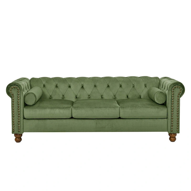 Large Sofa,Velvet Sofa Three-seat Sofa Tufted Chesterfield Settee Sofa