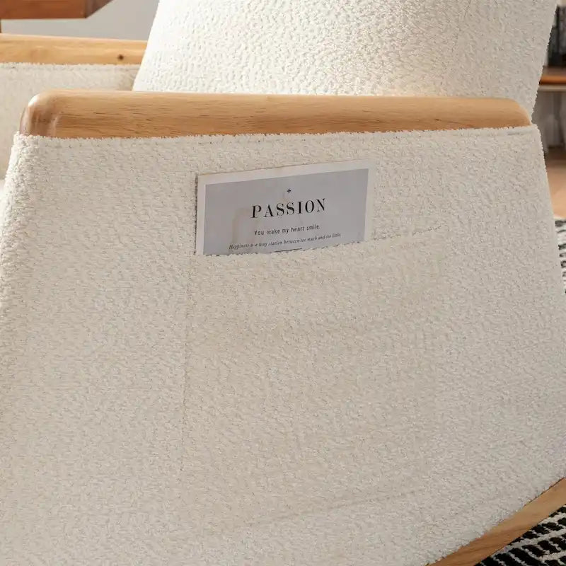 Accent Rocking Chair with Footrest High Back Rubber Wood Rocking Legs Bedroom Living Space
