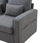 104 4-Seater Modern Linen Fabric Sofa with Armrest Pockets and 4 Pillows