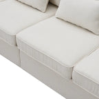 104 4-Seater Modern Linen Fabric Sofa with Armrest Pockets and 4 Pillows