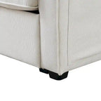 104 4-Seater Modern Linen Fabric Sofa with Armrest Pockets and 4 Pillows