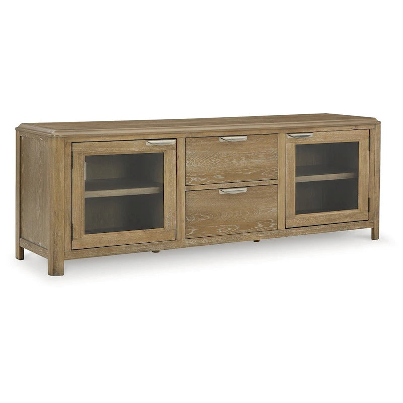 Signature Design by Ashley Rencott Light Brown 80 TV Stand for TVs up to 92 - 79.63 W x 20 D x 28 H