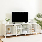 71 TV Cabinet w/ Solidwood Frame, Changhong Glass Door, Metal Handle