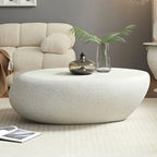 43.31Fiberglass Elliptical Coffee Table for Living Room Vintage Table, Irregular Center Table,No Need Assembly