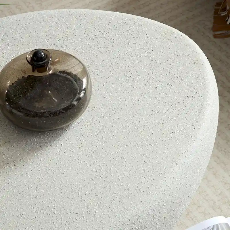 43.31Fiberglass Elliptical Coffee Table for Living Room Vintage Table, Irregular Center Table,No Need Assembly