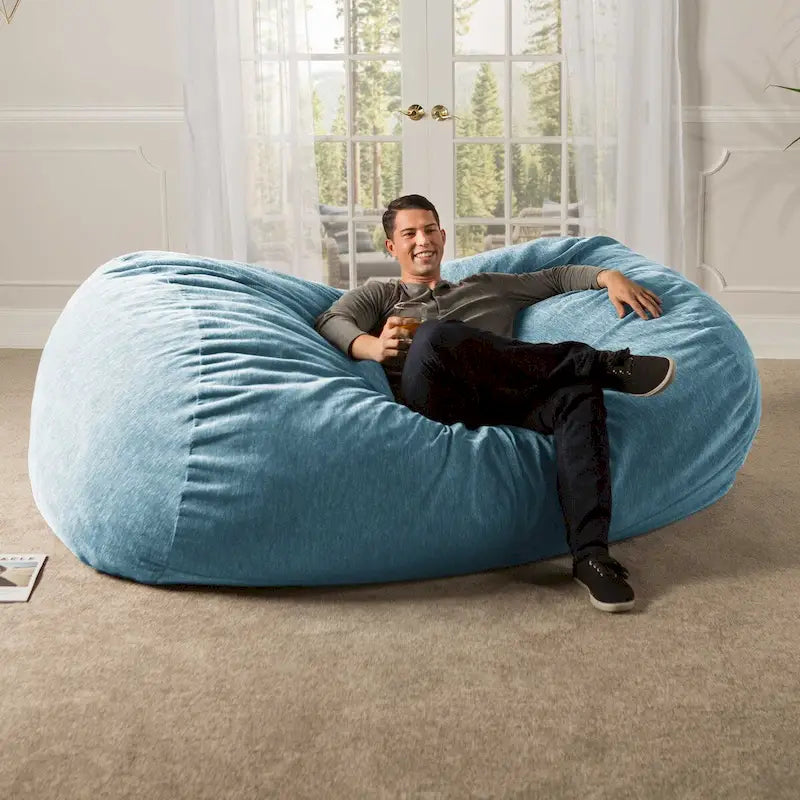 7 Foot Giant Bean Bag Sofa For Adults - Premium Chenille