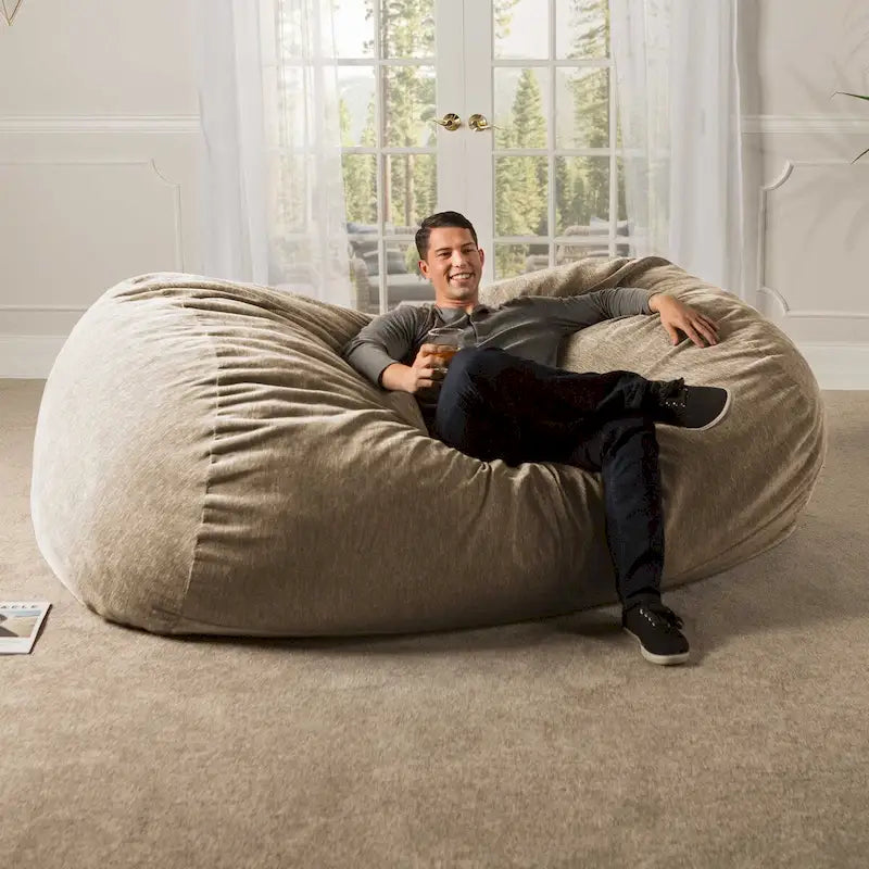 7 Foot Giant Bean Bag Sofa For Adults - Premium Chenille