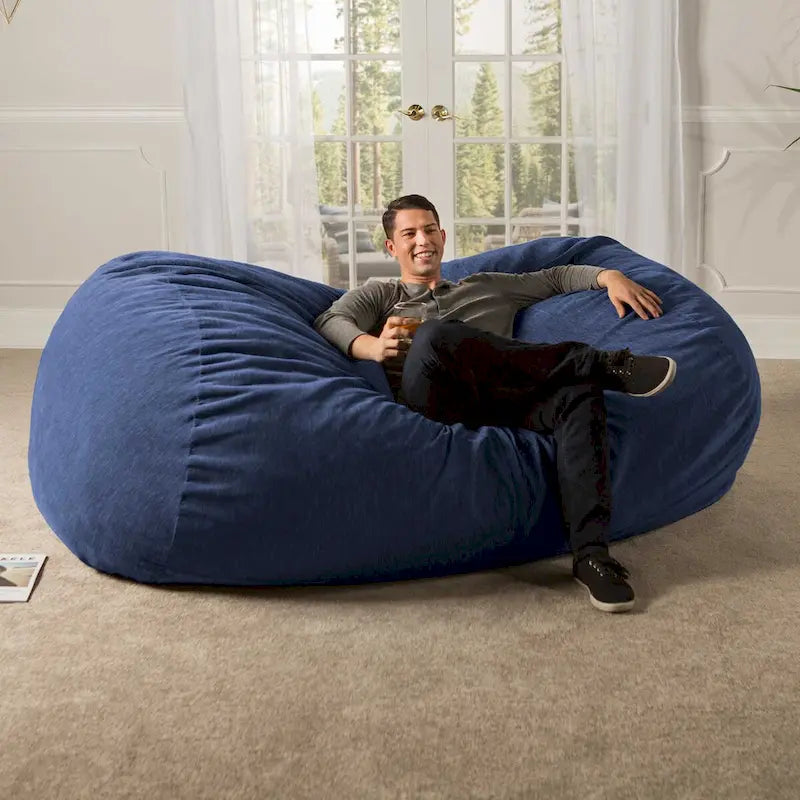 7 Foot Giant Bean Bag Sofa For Adults - Premium Chenille