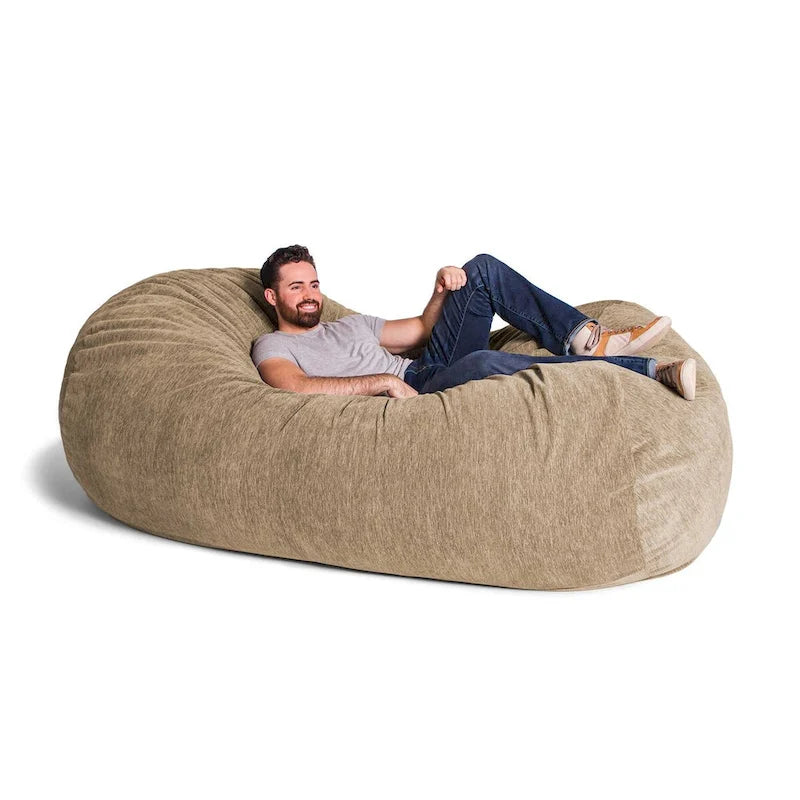 7 Foot Giant Bean Bag Sofa For Adults - Premium Chenille