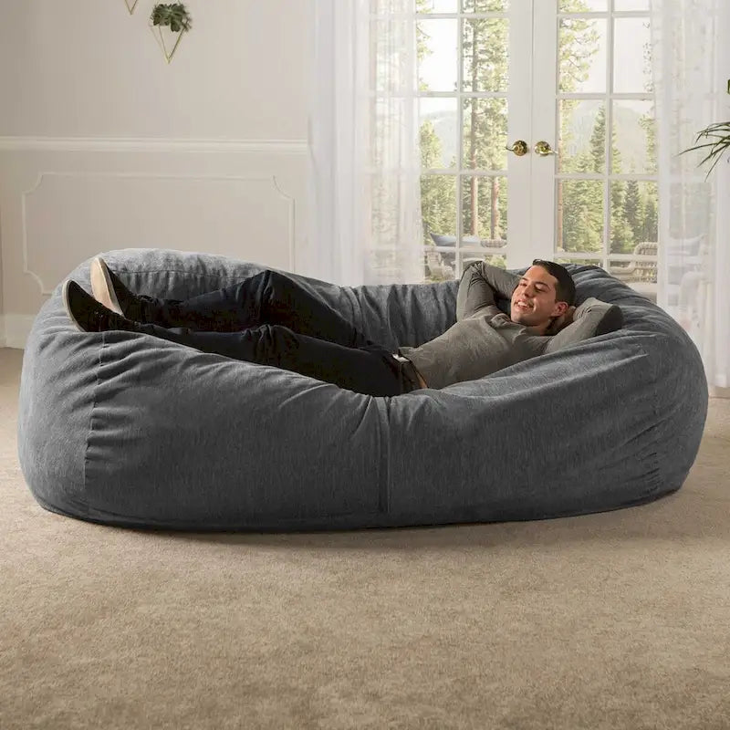 7 Foot Giant Bean Bag Sofa For Adults - Premium Chenille
