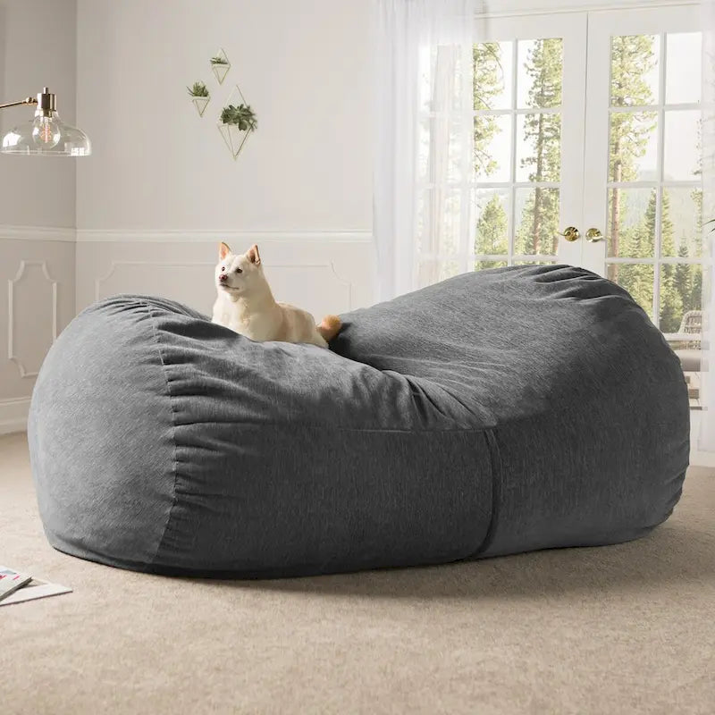 7 Foot Giant Bean Bag Sofa For Adults - Premium Chenille