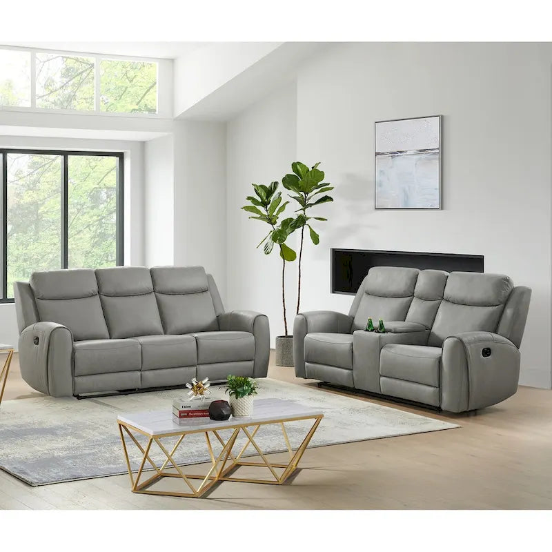 Wesley 2-Piece Transitional Reclining Set, Gray