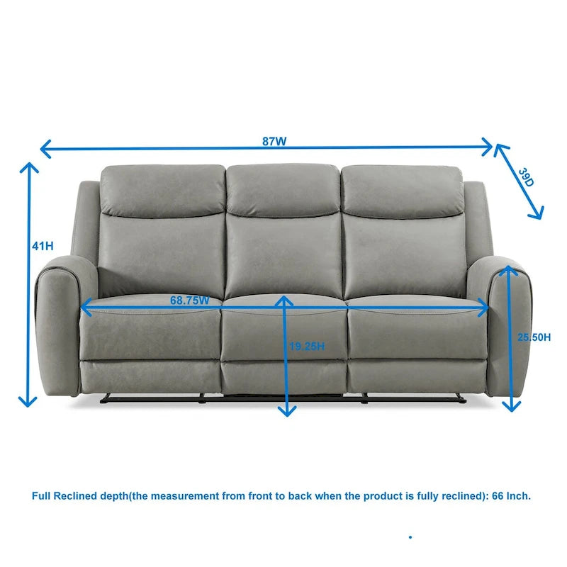 Wesley 2-Piece Transitional Reclining Set, Gray