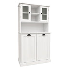 White 60 in. H Storage Cabinet, Two-Compartment Tilt-Out Dirty Laundry Basket Tall Bathroom Cabinet with 2 Adjustable Shelves