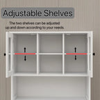 White 60 in. H Storage Cabinet, Two-Compartment Tilt-Out Dirty Laundry Basket Tall Bathroom Cabinet with 2 Adjustable Shelves