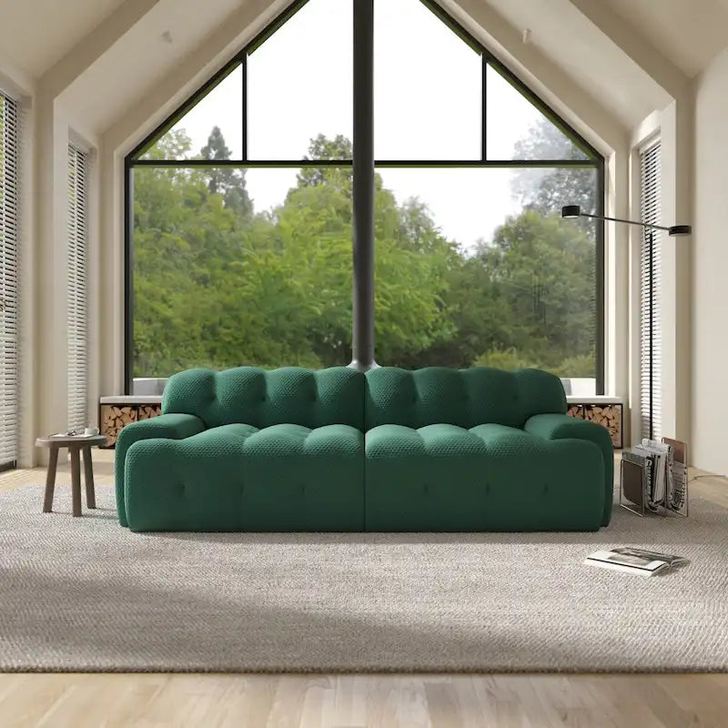 Modern Comfy Couch 3 Seater, Upholstered Floor Sofa 3D Textile Material Cloud Couch for Living Room, Apartment