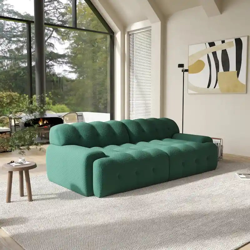 Modern Comfy Couch 3 Seater, Upholstered Floor Sofa 3D Textile Material Cloud Couch for Living Room, Apartment