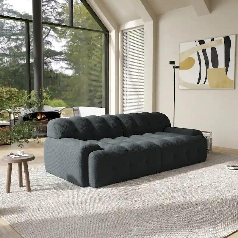 Modern Comfy Couch 3 Seater, Upholstered Floor Sofa 3D Textile Material Cloud Couch for Living Room, Apartment