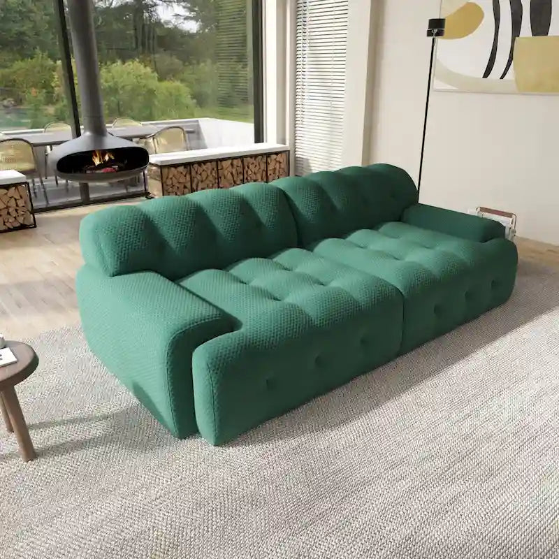 Modern Comfy Couch 3 Seater, Upholstered Floor Sofa 3D Textile Material Cloud Couch for Living Room, Apartment