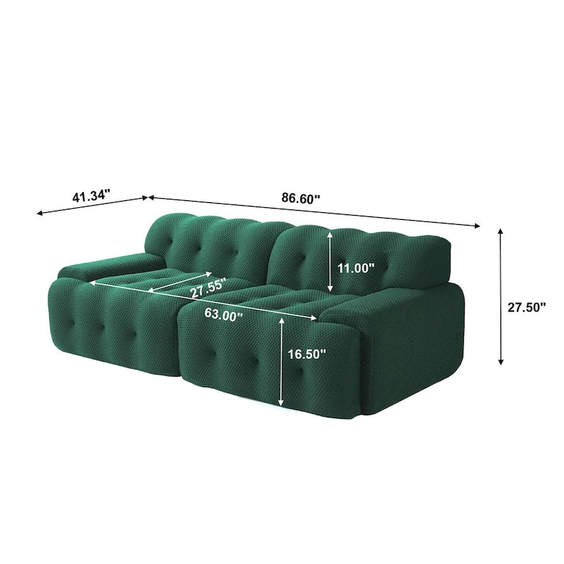 Modern Comfy Couch 3 Seater, Upholstered Floor Sofa 3D Textile Material Cloud Couch for Living Room, Apartment