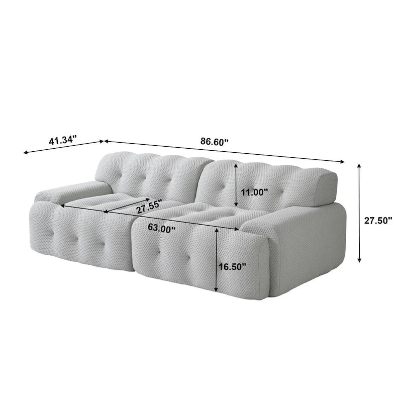 Modern Comfy Couch 3 Seater, Upholstered Floor Sofa 3D Textile Material Cloud Couch for Living Room, Apartment