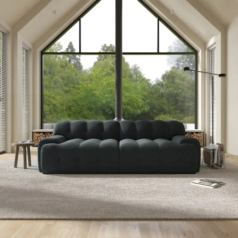 Modern Comfy Couch 3 Seater, Upholstered Floor Sofa 3D Textile Material Cloud Couch for Living Room, Apartment